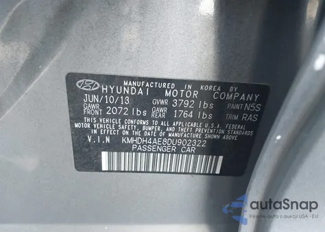 2013 Hyundai Elantra Gls from USA, damaged, VIN KMHDH4AE8DU902322